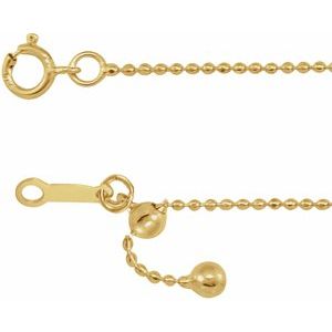 14K Yellow 1 mm Adjustable Bead 22" Chain - BN & CO JEWELRY