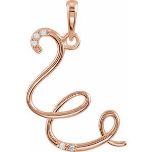 14K Rose .025 CTW Diamond Initial W Pendant - BN & CO JEWELRY