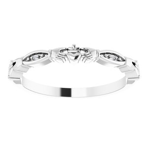 14K White Natural Diamond Claddagh Ring - BN & CO JEWELRY