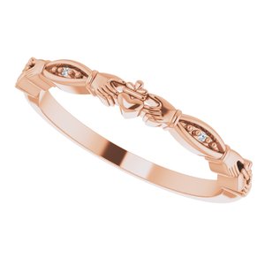 14K Rose Natural Diamond Claddagh Ring - BN & CO JEWELRY