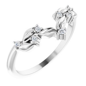 14K White .05 CTW Natural Diamond Contour Band - BN & CO JEWELRY