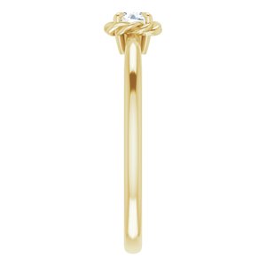 14K Yellow Natural White Sapphire Solitaire Rope Ring - BN & CO JEWELRY