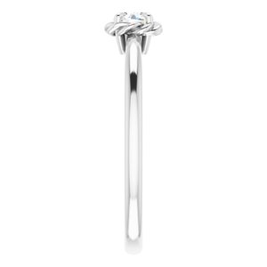 14K White 1/5 CT Natural Diamond Solitaire Rope Ring - BN & CO JEWELRY