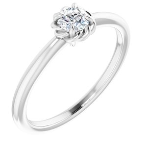 14K White 1/5 CT Natural Diamond Solitaire Rope Ring - BN & CO JEWELRY