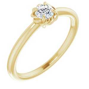 14K Yellow 1/5 CT Natural Diamond Solitaire Rope Ring - BN & CO JEWELRY