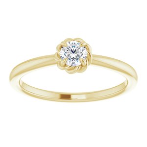 14K Yellow Natural White Sapphire Solitaire Rope Ring - BN & CO JEWELRY