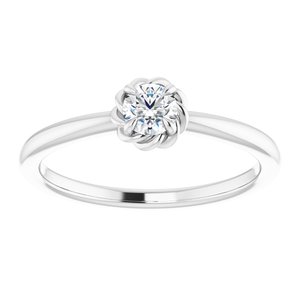 14K White 1/5 CT Natural Diamond Solitaire Rope Ring - BN & CO JEWELRY