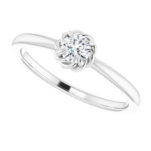14K White 1/5 CT Natural Diamond Solitaire Rope Ring - BN & CO JEWELRY