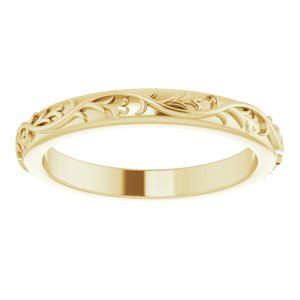 14K Yellow 2.8 mm Floral Band Size 7 - BN & CO JEWELRY