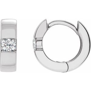 14K White 12 mm 1/4 CTW Natural Diamond Hinged Huggie Earrings - BN & CO JEWELRY