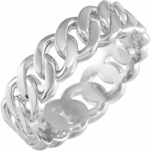 10K White 6.5 mm Chain Link Band Size 6 - BN & CO JEWELRY