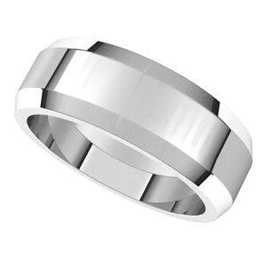 14K White 7 mm Beveled Edge Band - BN & CO JEWELRY