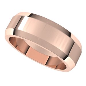 14K Rose 7 mm Beveled Edge Band - BN & CO JEWELRY