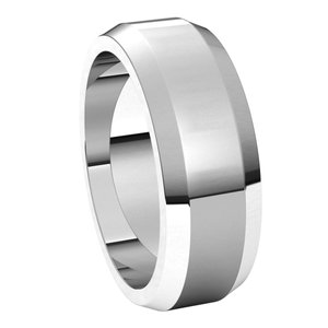 14K White 7 mm Beveled Edge Band - BN & CO JEWELRY