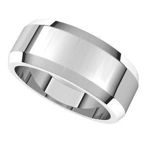 Platinum 8 mm Beveled Edge Band Size 8 - BN & CO JEWELRY