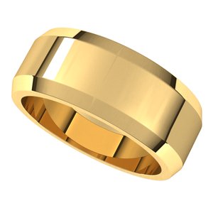18K Yellow 8 mm Beveled Edge Band Size 8 - BN & CO JEWELRY