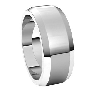 Platinum 8 mm Beveled Edge Band Size 8 - BN & CO JEWELRY