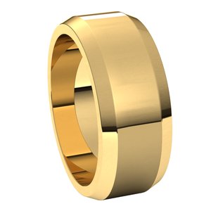 14K Yellow 8 mm Beveled Edge Band Size 7 - BN & CO JEWELRY