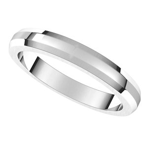 14K White 3 mm Beveled Edge Band Size 8.5 - BN & CO JEWELRY
