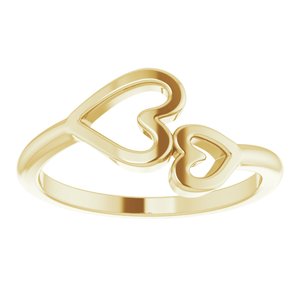 14K Yellow Double Heart Ring - BN & CO JEWELRY