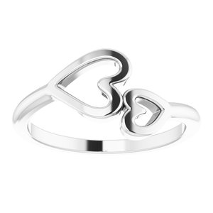 14K White Double Heart Ring - BN & CO JEWELRY