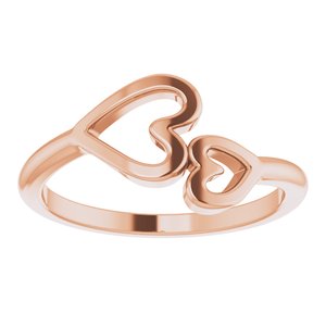 14K Rose Double Heart Ring - BN & CO JEWELRY