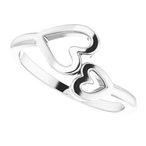 14K White Double Heart Ring - BN & CO JEWELRY