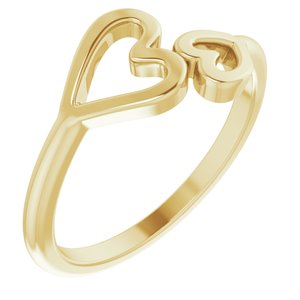 14K Yellow Double Heart Ring - BN & CO JEWELRY