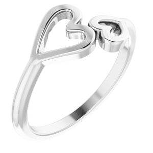 14K White Double Heart Ring - BN & CO JEWELRY