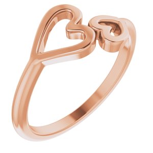14K Rose Double Heart Ring - BN & CO JEWELRY