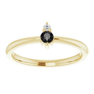 14K Yellow Natural Black Onyx & .015 CT Natural Diamond Ring - BN & CO JEWELRY