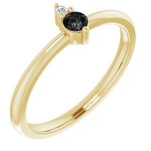 14K Yellow Natural Black Onyx & .015 CT Natural Diamond Ring - BN & CO JEWELRY