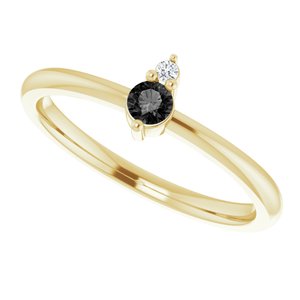 14K Yellow Natural Black Onyx & .015 CT Natural Diamond Ring - BN & CO JEWELRY