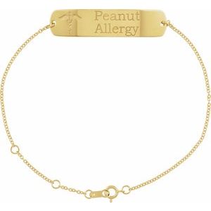 18K Yellow Gold-Plated Sterling Silver Engravable Medical Identification 6 1/2-7 1/2" Bracelet - BN & CO JEWELRY