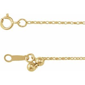 14K Yellow 1.1 mm Adjustable Rolo 22" Chain - BN & CO JEWELRY