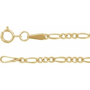 14K Yellow 1.9 mm Diamond-Cut Figaro Chain 7" Bracelet - BN & CO JEWELRY