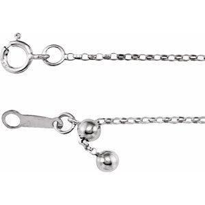 14K White 1.1 mm Adjustable Rolo 22" Chain - BN & CO JEWELRY