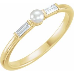 14K Yellow Cultured Seed Pearl & 1/8 CTW Natural Diamond Ring - BN & CO JEWELRY