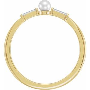 14K Yellow Cultured Seed Pearl & 1/8 CTW Natural Diamond Ring - BN & CO JEWELRY