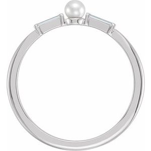 14K White Cultured Seed Pearl & 1/8 CTW Natural Diamond Ring - BN & CO JEWELRY