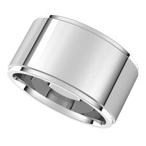 10K White 11 mm Flat Comfort Fit Edge Band Size 14 - BN & CO JEWELRY
