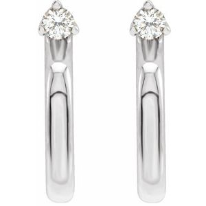 14K White .06 CTW Natural Diamond Hoop Earring - BN & CO JEWELRY