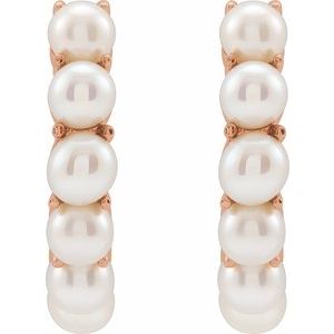 14K Rose Cultured Freshwater Pearl 15.5 mm Huggie Hoop Earrings - BN & CO JEWELRY