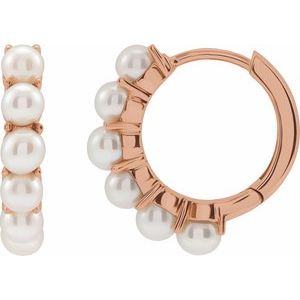 14K Rose Cultured Freshwater Pearl 15.5 mm Huggie Hoop Earrings - BN & CO JEWELRY