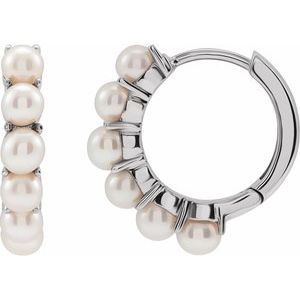 14K White Cultured Freshwater Pearl 15.5 mm Huggie Hoop Earrings - BN & CO JEWELRY