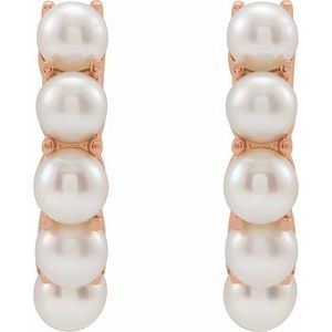 14K Rose Cultured Freshwater Pearl 14 mm Huggie Hoop Earrings - BN & CO JEWELRY