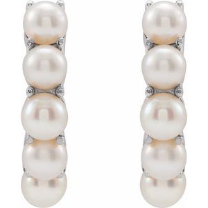14K White Cultured Freshwater Pearl 14 mm Huggie Hoop Earrings - BN & CO JEWELRY