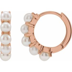 14K Rose Cultured Freshwater Pearl 14 mm Huggie Hoop Earrings - BN & CO JEWELRY