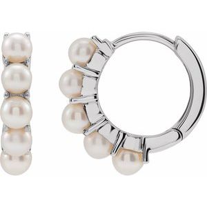14K White Cultured Freshwater Pearl 14 mm Huggie Hoop Earrings - BN & CO JEWELRY