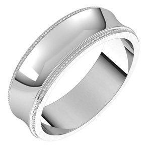 14K White 6 mm Milgrain Concave Light with Edge Band Size 10 - BN & CO JEWELRY
